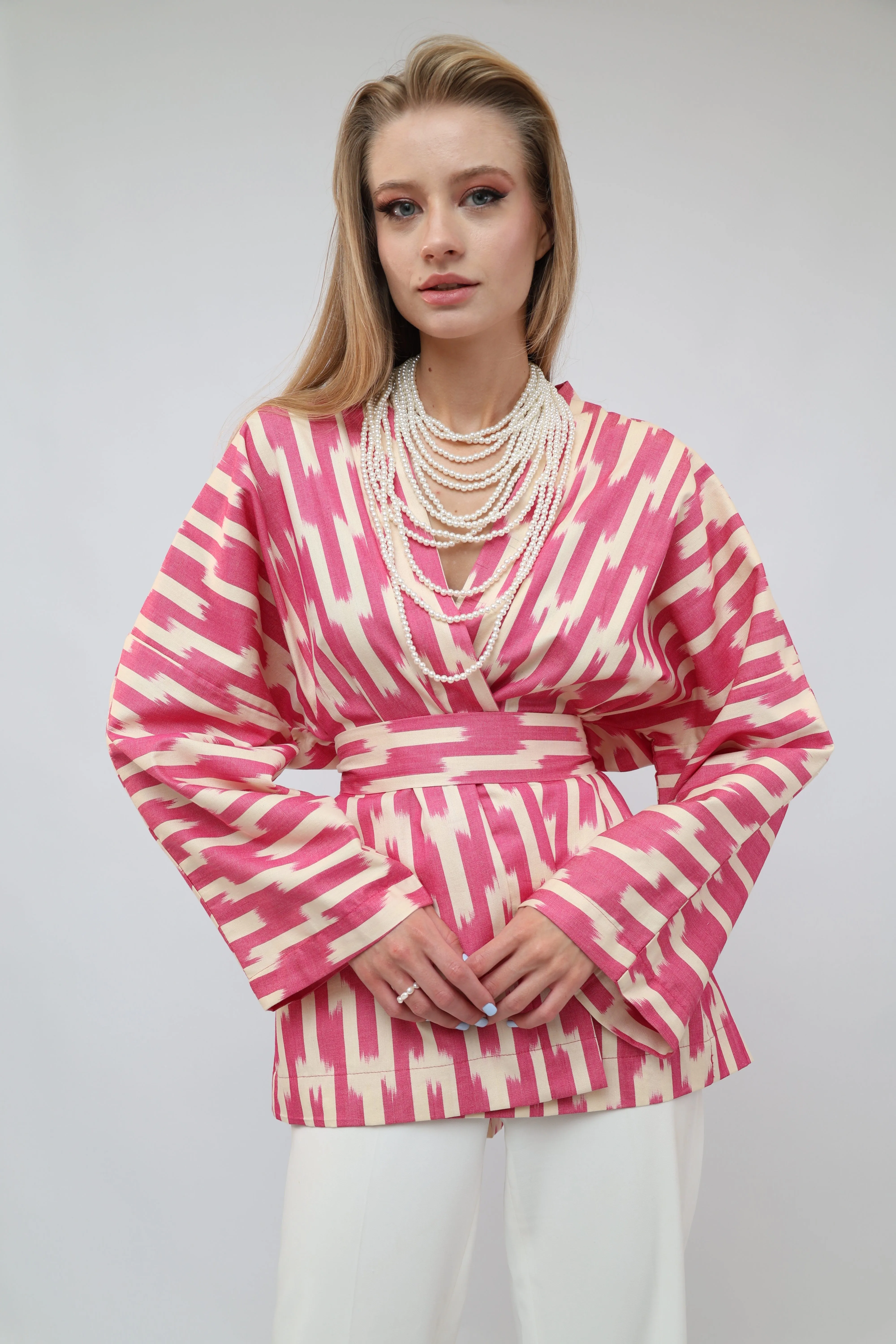 100% Cotton Purple Mini Kimono With No Feathers