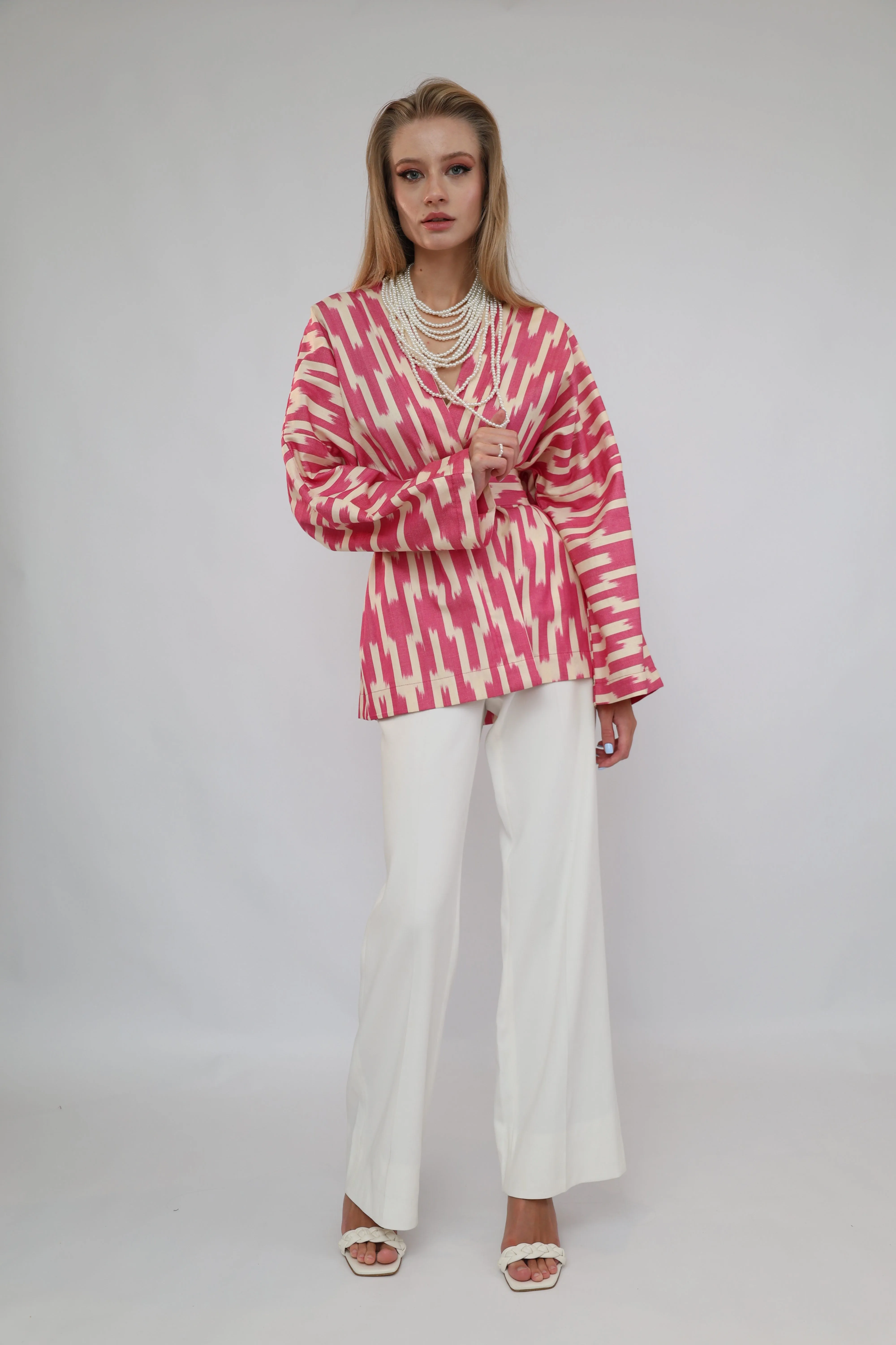 100% Cotton Purple Mini Kimono With No Feathers