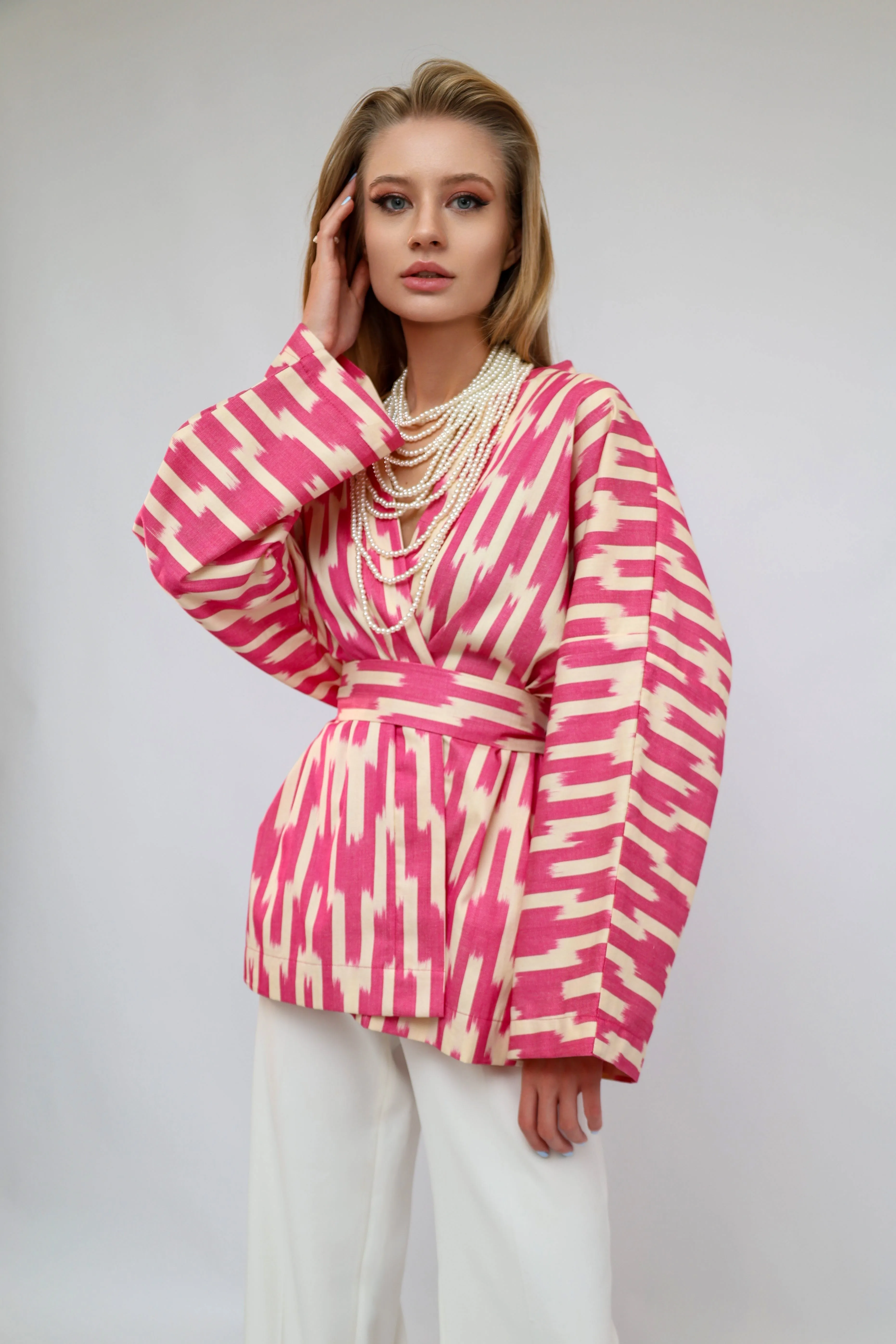 100% Cotton Purple Mini Kimono With No Feathers