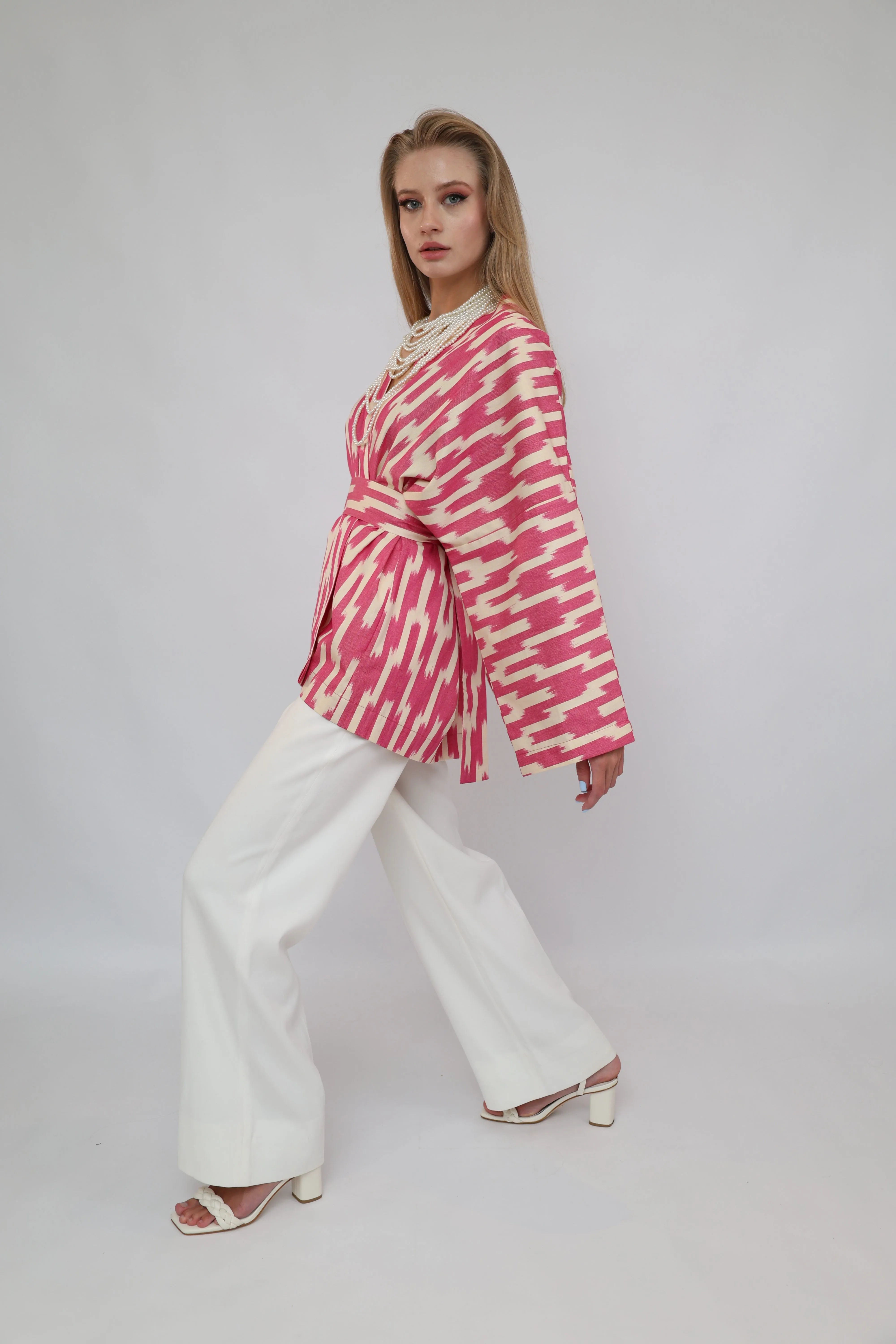 100% Cotton Purple Mini Kimono With No Feathers