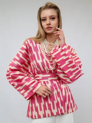 100% Cotton Purple Mini Kimono With No Feathers