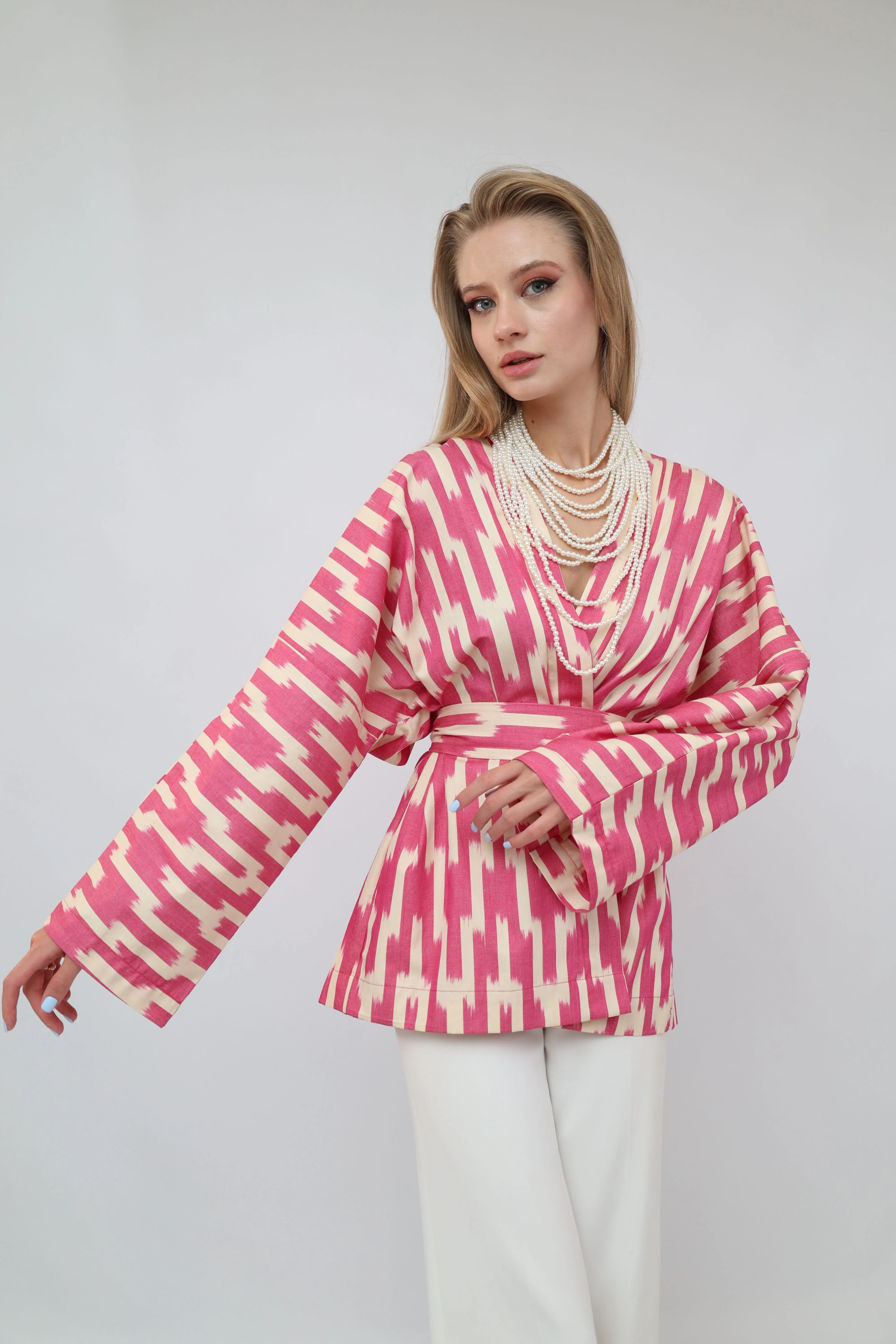 100% Cotton Purple Mini Kimono With No Feathers
