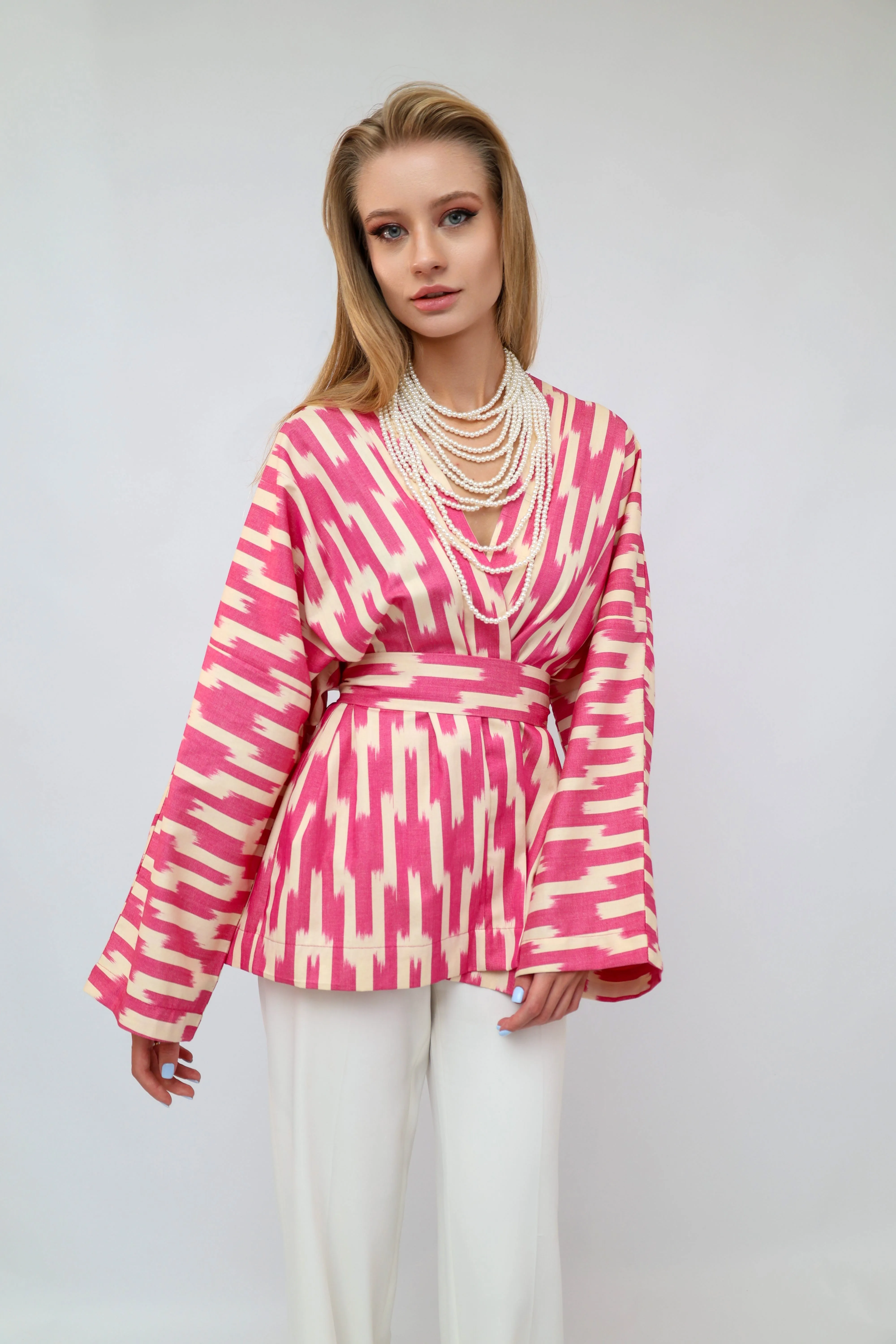100% Cotton Purple Mini Kimono With No Feathers