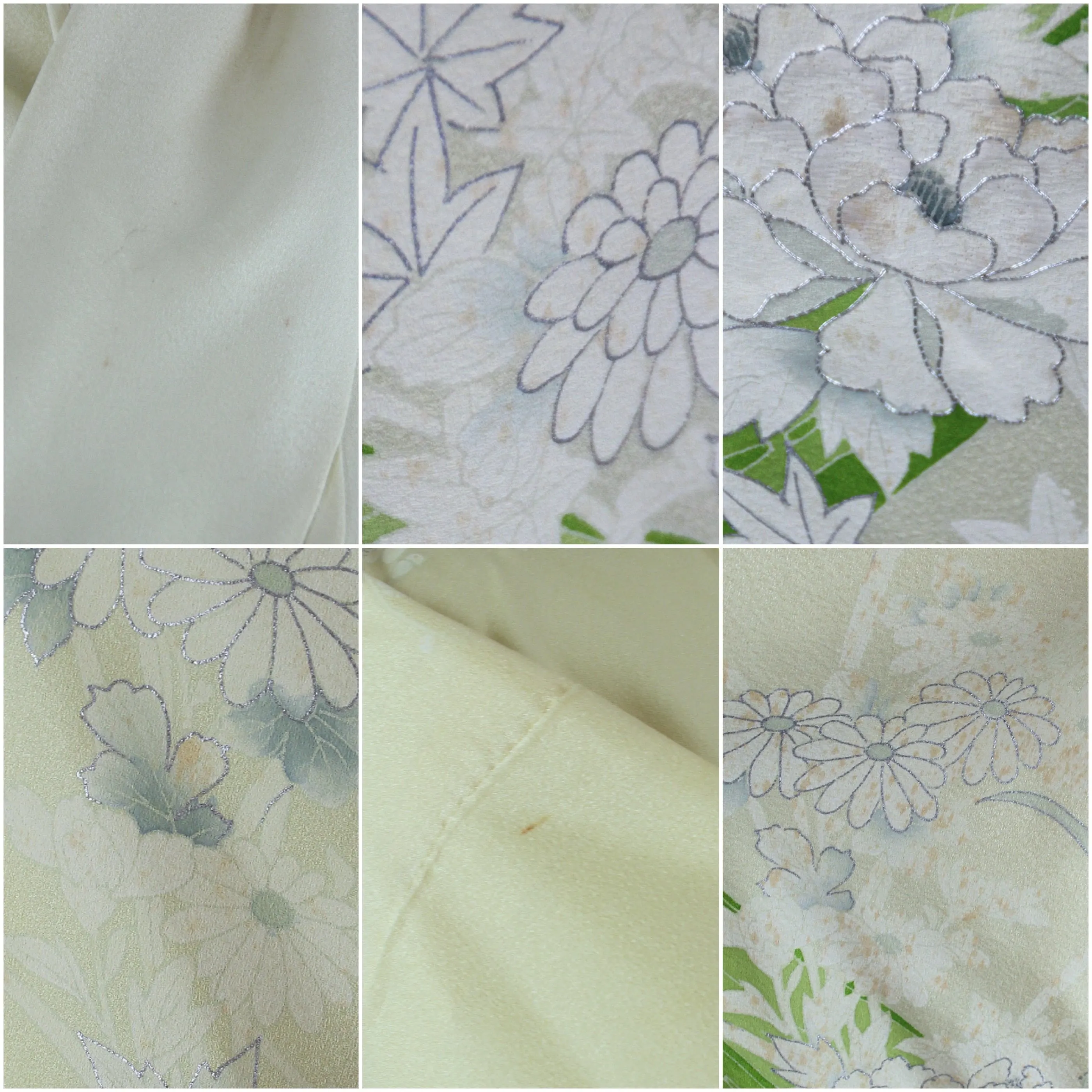 1970s Vintage Silk Kimono Robe / Lemon Yellow Green Floral Daisy Print