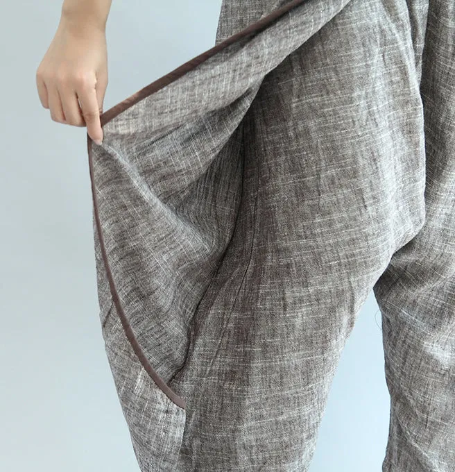 2021 khaki linen pants oversize elastic waist traveling pants