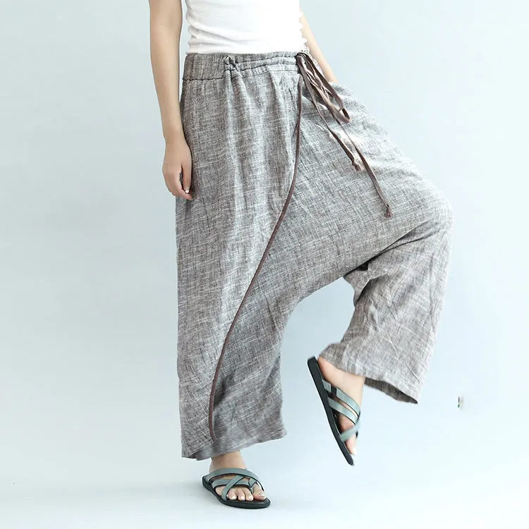 2021 khaki linen pants oversize elastic waist traveling pants