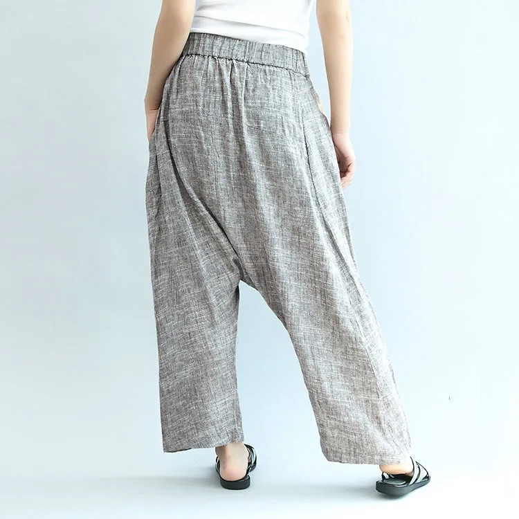 2021 khaki linen pants oversize elastic waist traveling pants