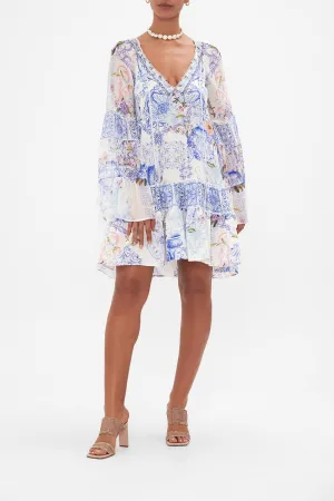 A-LINE GATHERED PANEL DRESS PAINT ME POSITANO