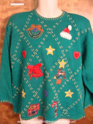 Argyle Patterned Ugly Christmas Sweater
