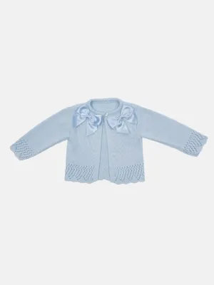 Baby Girl Cardigan with 2 Big Bows-Baby Blue