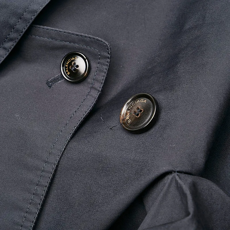 Balenciaga Cotton Trench Coat Navy