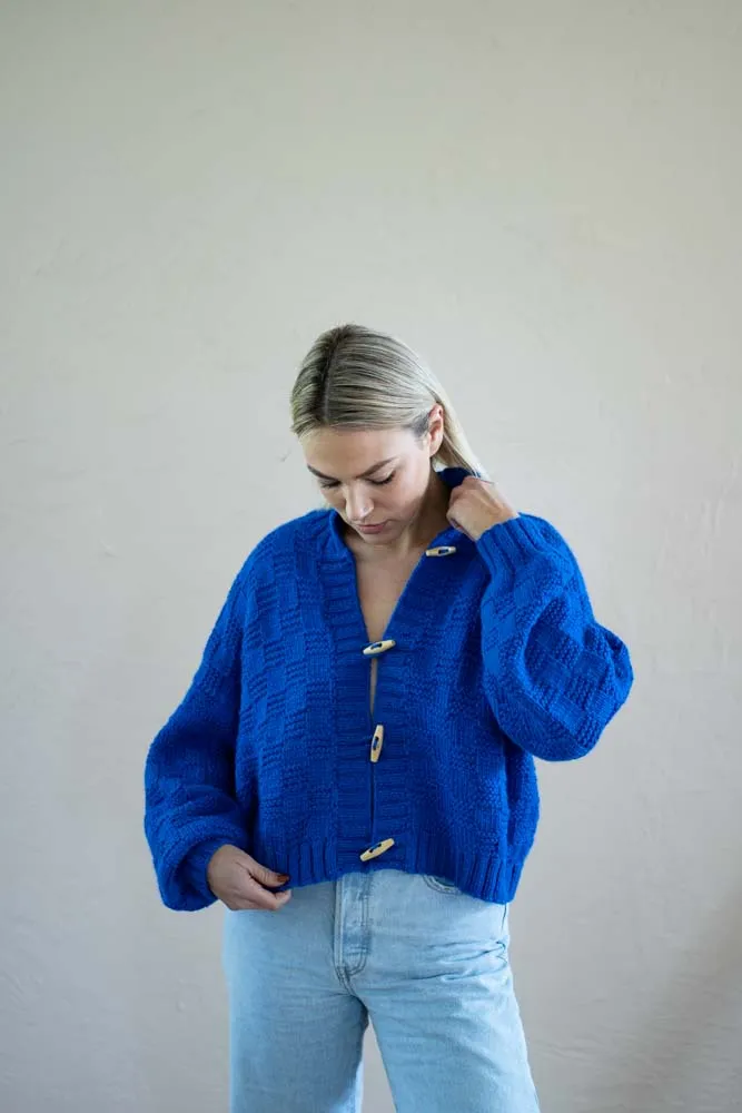 Basket Weave Cardigan- Azul