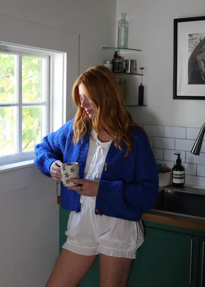 Basket Weave Cardigan- Azul