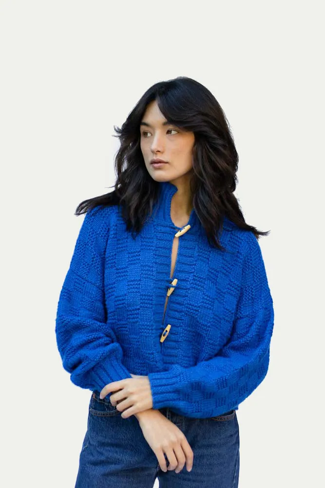 Basket Weave Cardigan- Azul