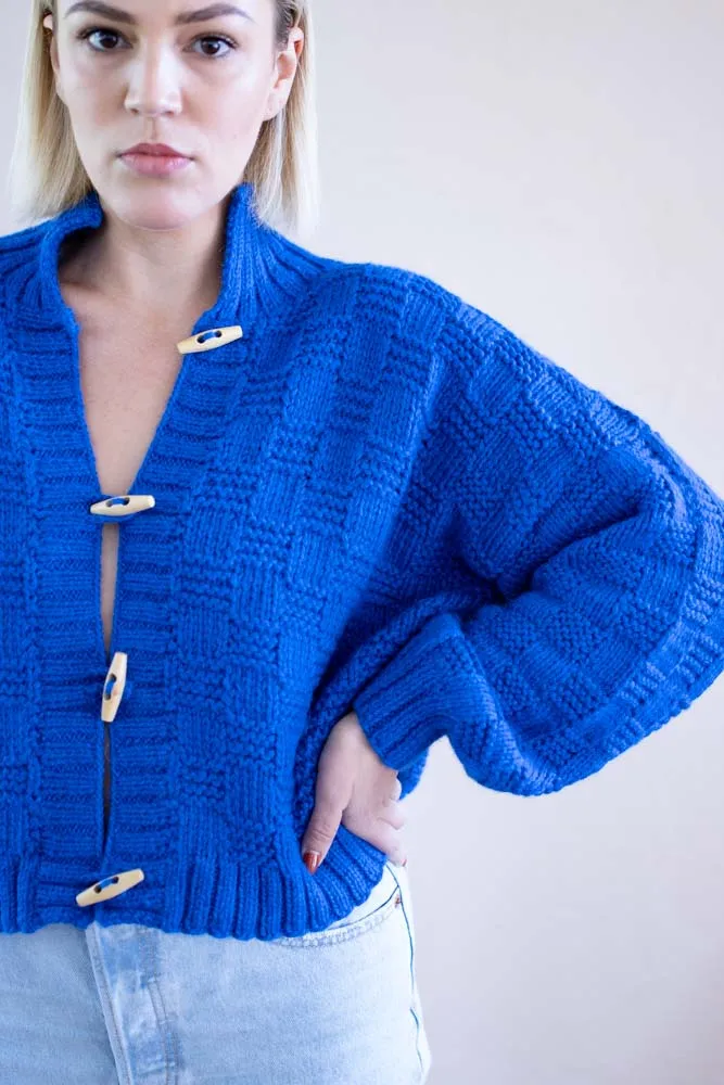 Basket Weave Cardigan- Azul