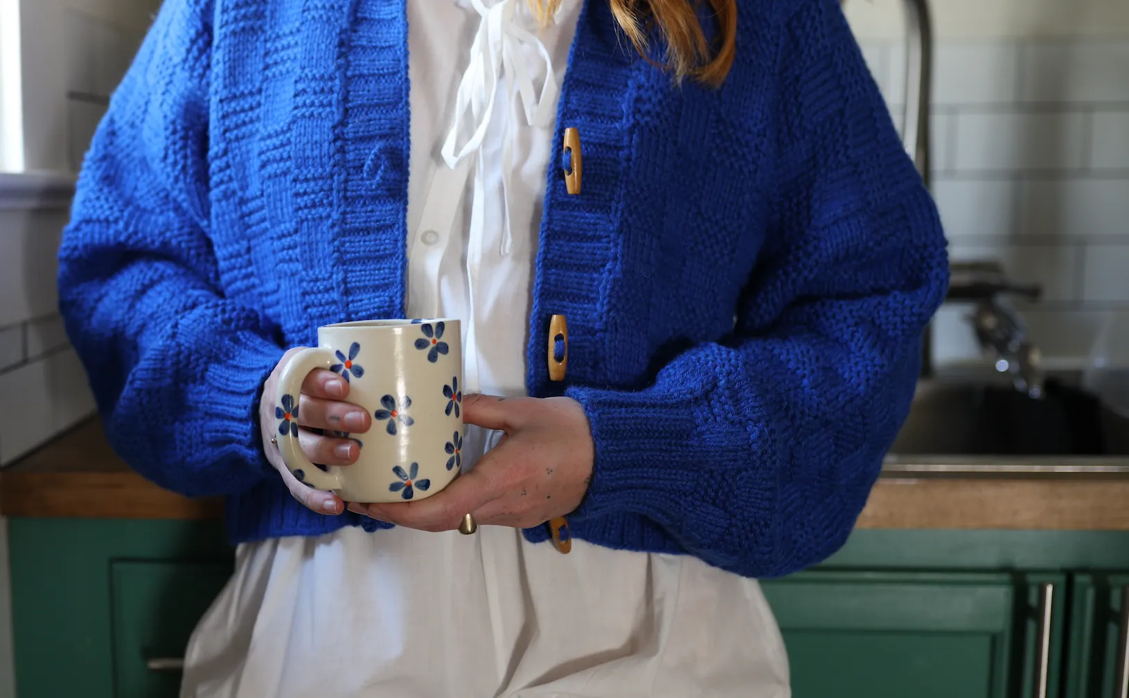 Basket Weave Cardigan- Azul