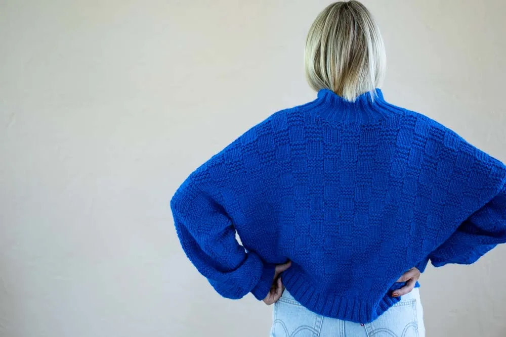 Basket Weave Cardigan- Azul