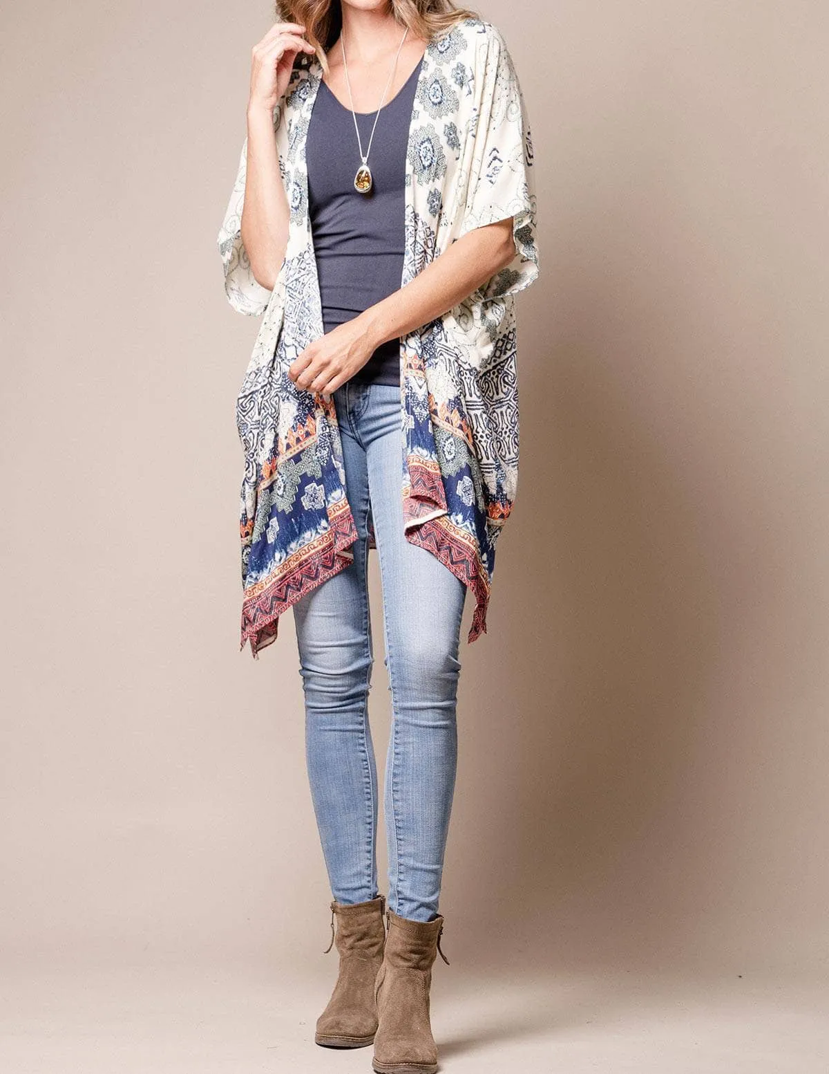Berkley Border Print Kimono