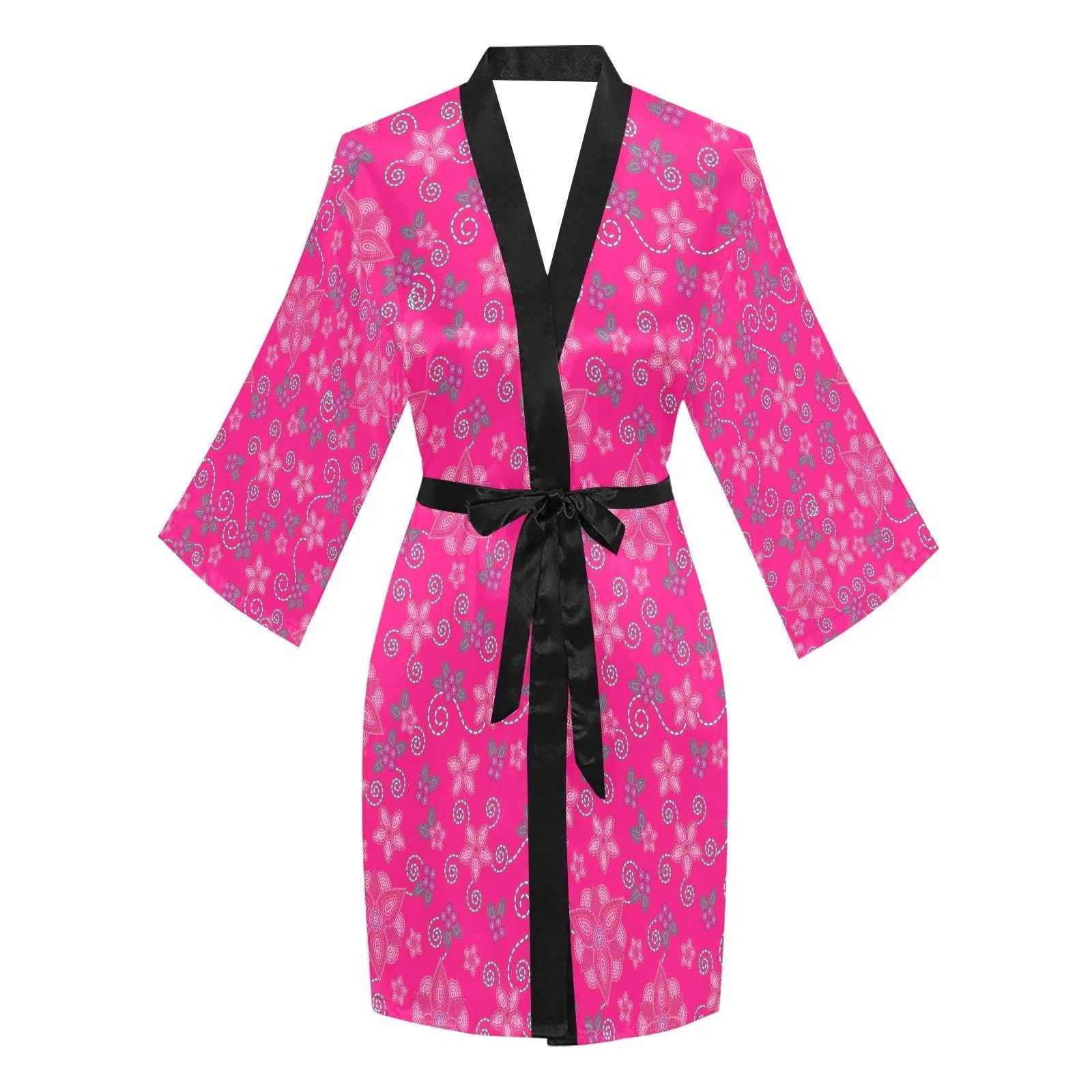 Berry Picking Pink Long Sleeve Satin Robe