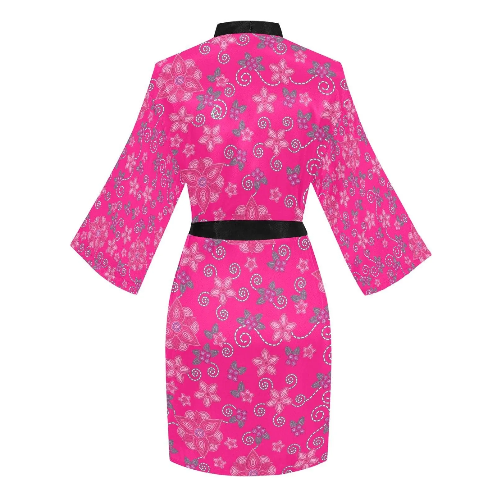 Berry Picking Pink Long Sleeve Satin Robe