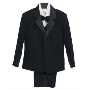Big Boys Black 5 Piece Vest Jacket Pants Special Occasion Tuxedo Suit 8-20