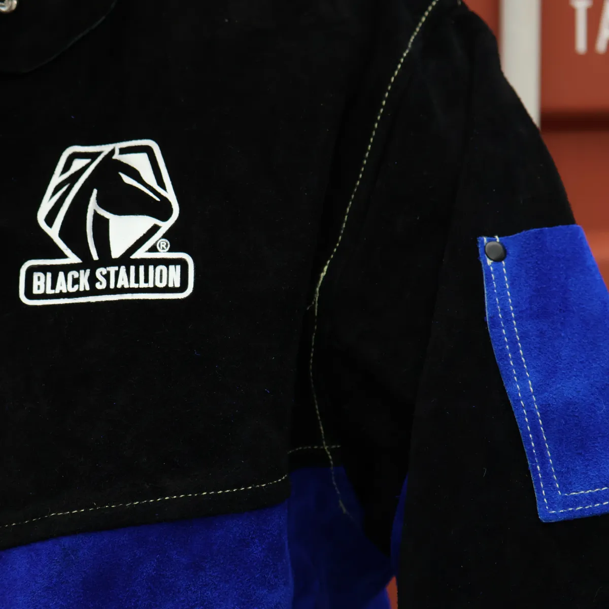 Black Stallion Color Block Leather Welding Jacket - JL1030-BB