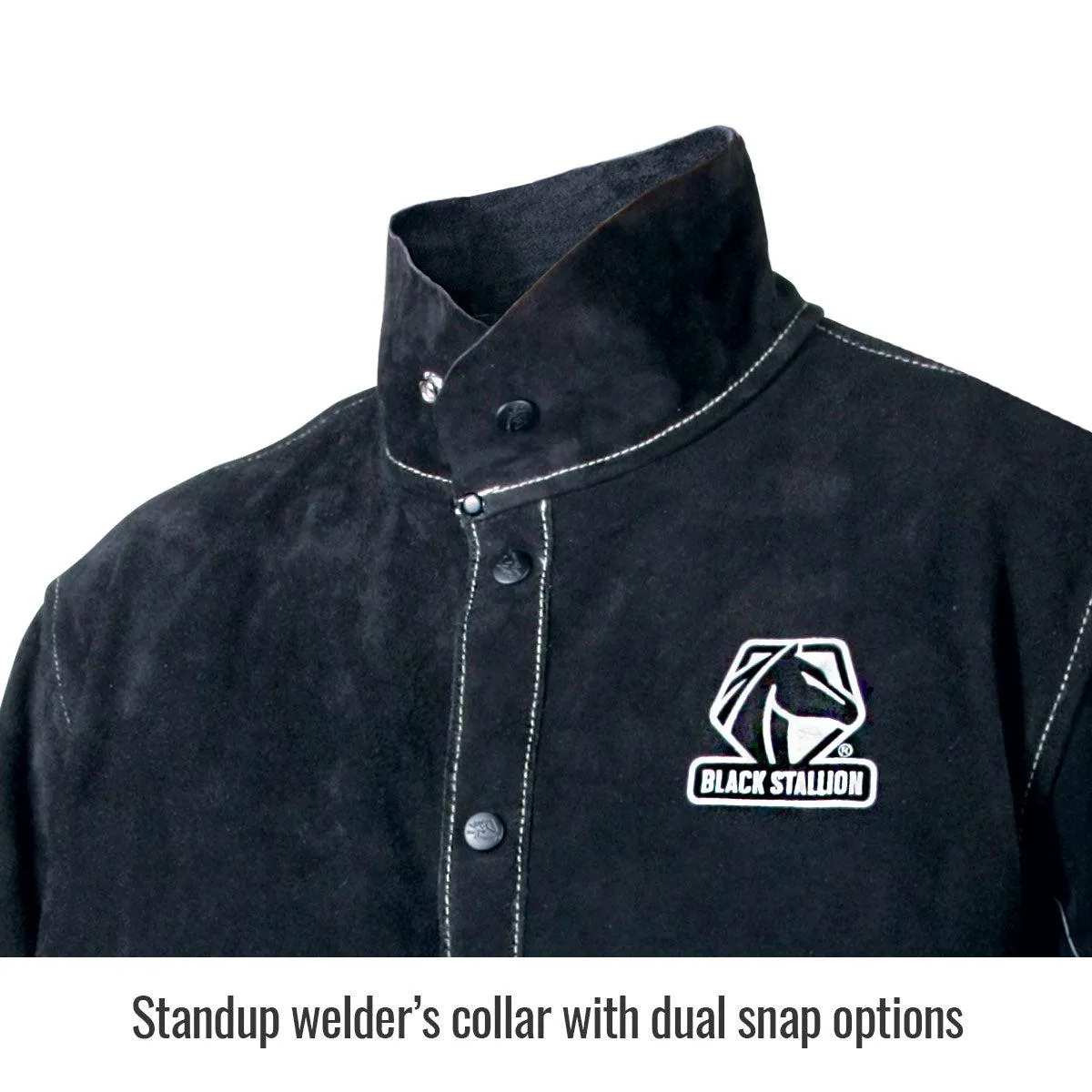 Black Stallion Color Block Leather Welding Jacket - JL1030-BB