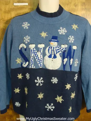 Blue SNOW Tacky Xmas Sweater