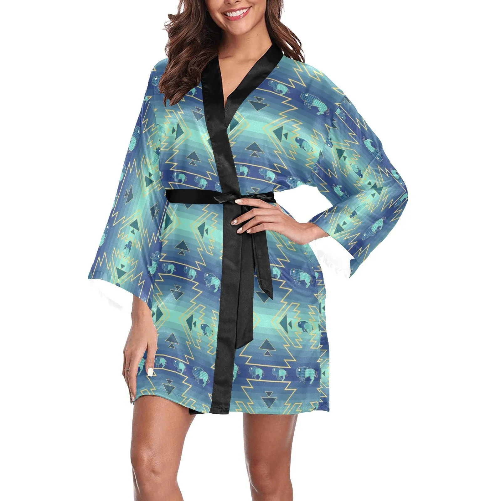 Buffalo Run Long Sleeve Satin Robe