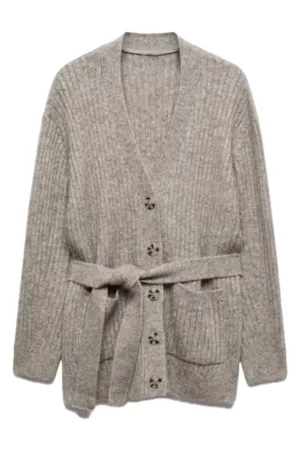 Buttoned ribbed cardigan
