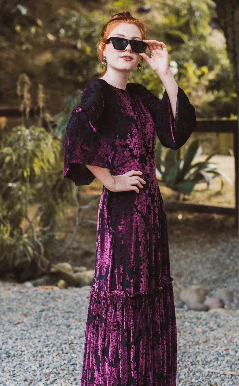 Capulet Burnout Velvet Dress with Slip
