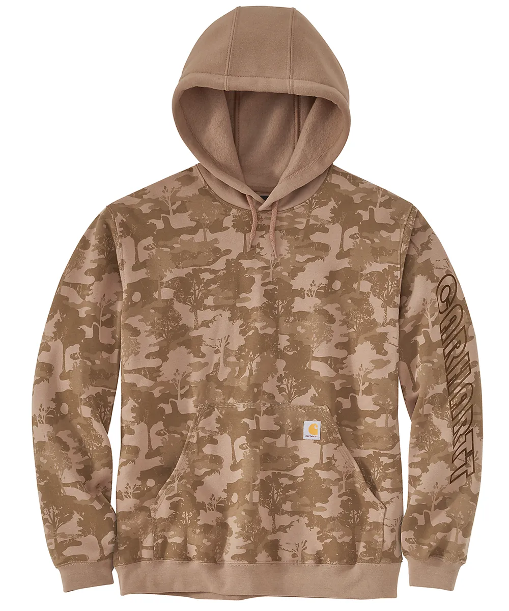 Carhartt Men&#39;s Camo Logo Hooded Sweatshirt - Flaxseed Tree Camo