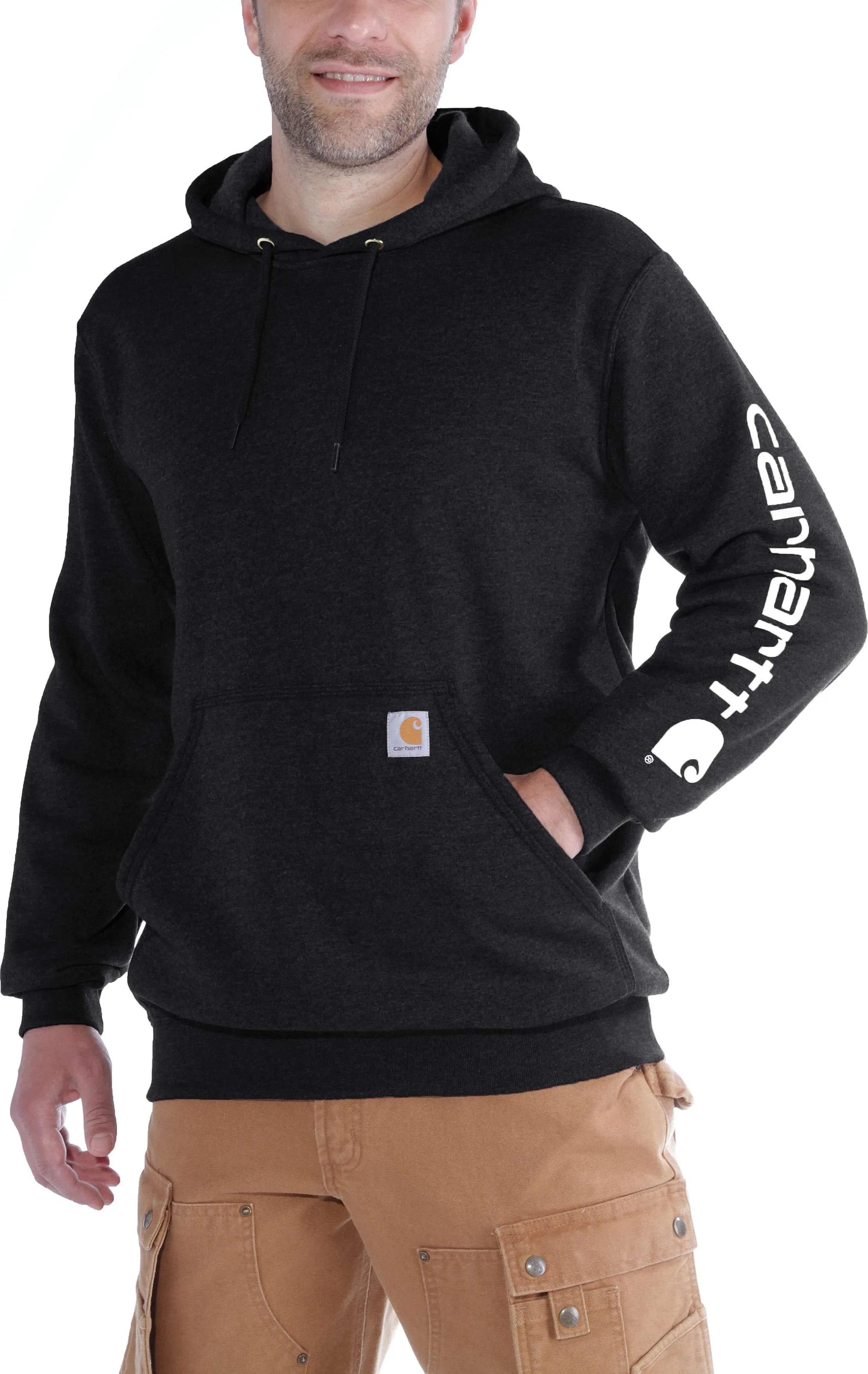 Carhartt Men&#x27;s Sleeve Logo Hooded Sweatshirt Black | Buy Carhartt Men&#x27;s Sleeve Logo Hooded Sweatshirt Black here | Outnorth