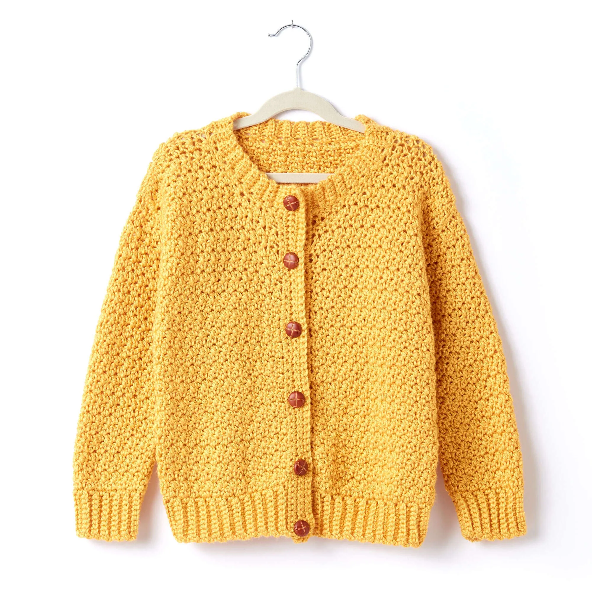 Caron Adult Crochet Crew Neck Cardigan