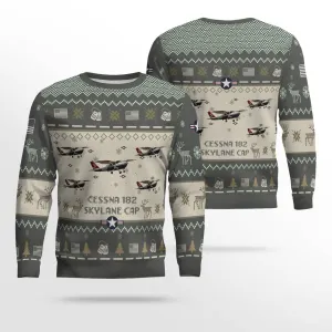 Cessna 182 Skylane CAP Aircraft Ugly Sweater, Ugly Sweater Christmas Shirt for Men Dad Veteran