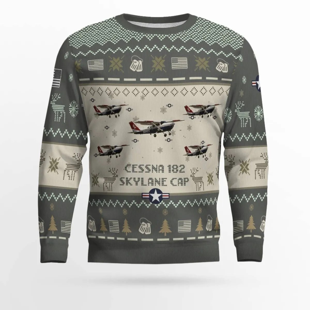Cessna 182 Skylane CAP Aircraft Ugly Sweater, Ugly Sweater Christmas Shirt for Men Dad Veteran