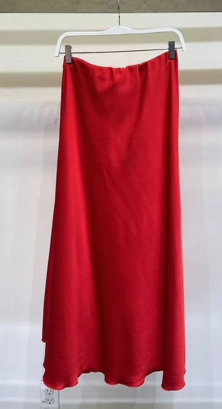 Charly Solid Silky Satin Maxi Skirt