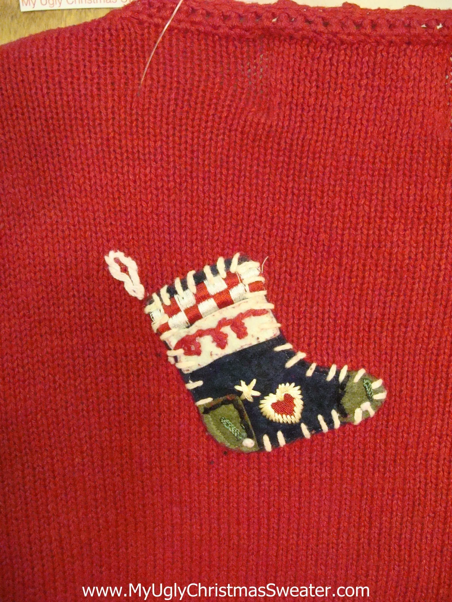 Cheap Ugly Christmas Sweater Cardigan with White Poinsettias