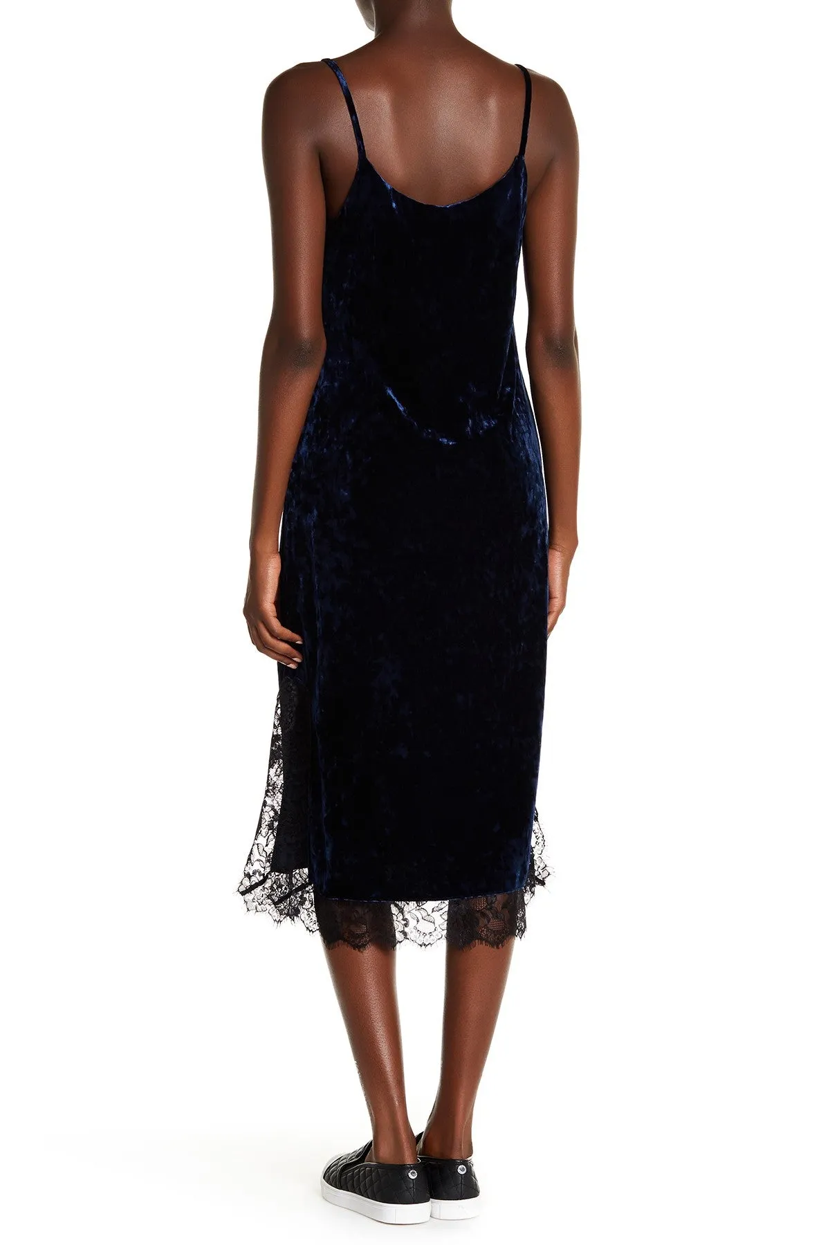 Chelsea28 Lace Trim Velvet Slip Dress