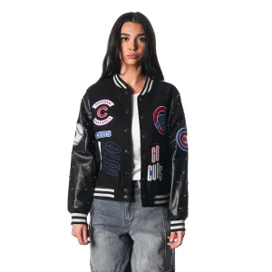 CHICAGO CUBS VARSITY SPARKLE JACKET - BLACK