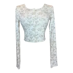 Cloud Haven Sweet Toile-Print Cardigan in Desert Beige