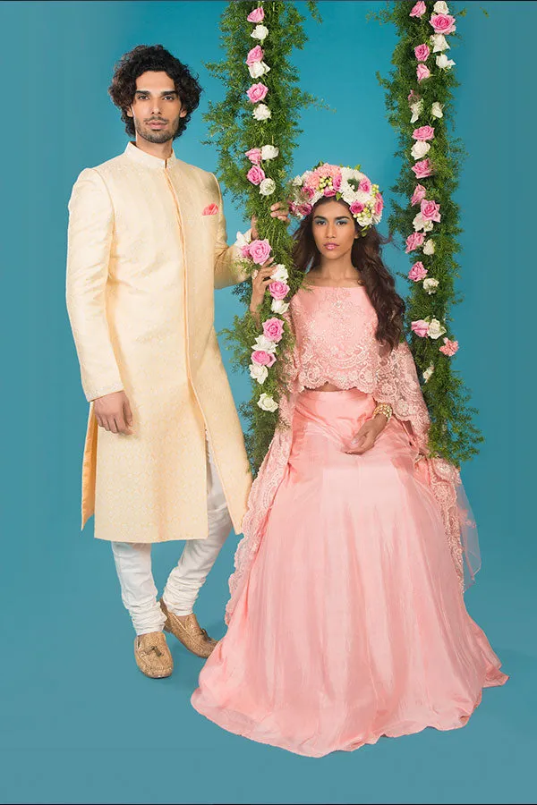 Damask Sherwani - Alder