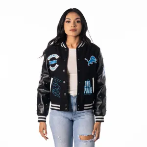 DETROIT LIONS VARSITY SPARKLE JACKET - BLACK