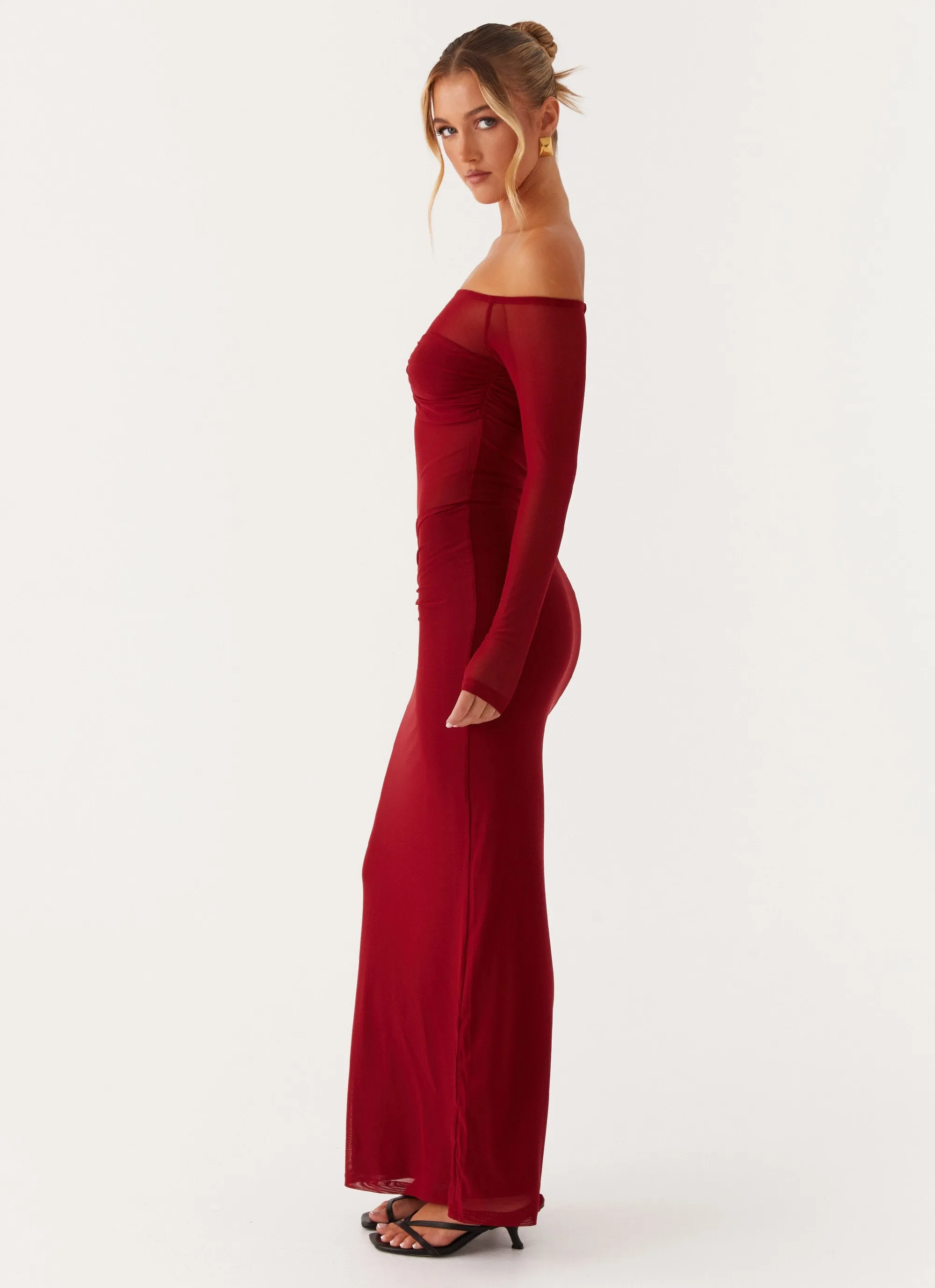 Divine Beauty Mesh Maxi DRess - Maroon