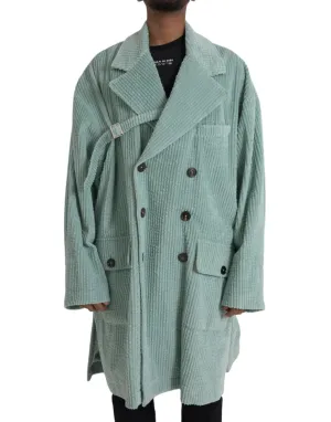 Dolce & Gabbana Blue Double Breasted Corduroy Jacket