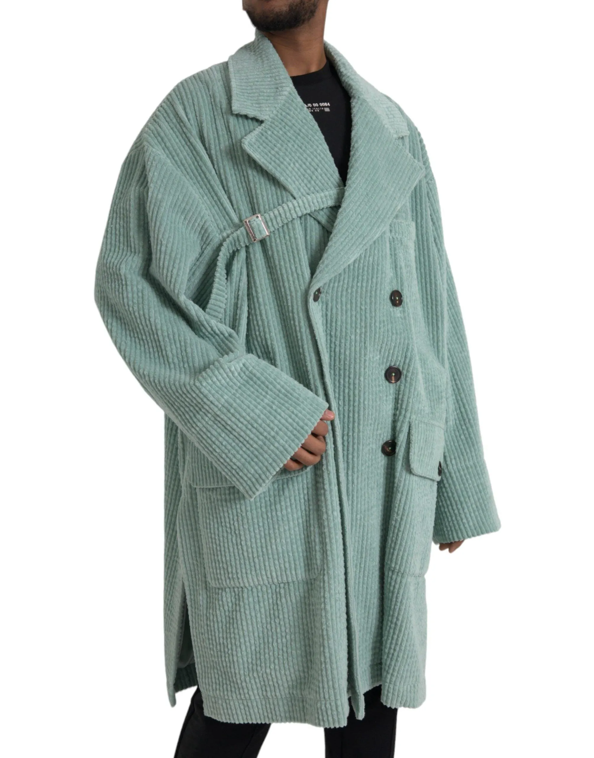 Dolce & Gabbana Blue Double Breasted Corduroy Jacket