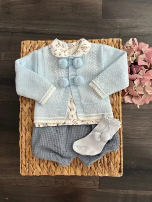 Elliot Knitted Cardigan with Waffle Short and Cute Ducks Shirt