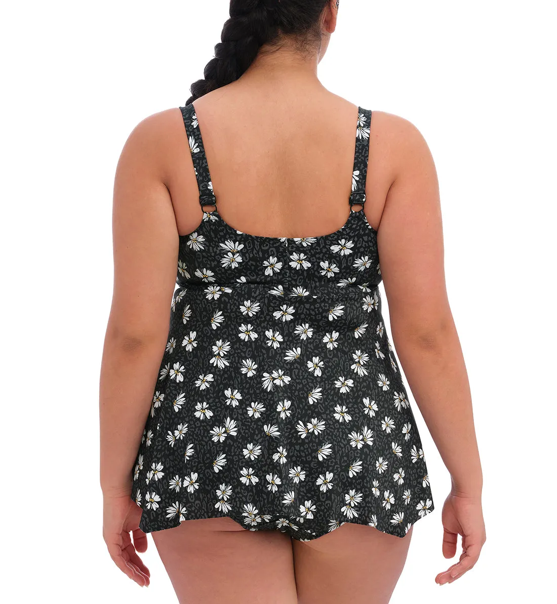 Elomi Plain Sailing Handkerchief Hem Molded Tankini (ES7271) - Black Daisy