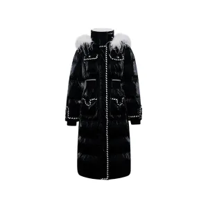 FAME Winter Contrast Long Fur Neck Down fluffy Jacket - Kirran