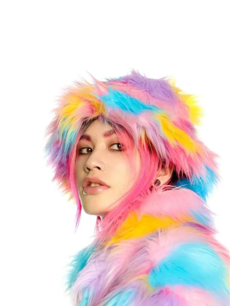 Fantasy pastel loose fur jacket and hat【s0000004454】